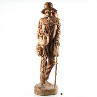 LARGE WOODEN SCULPTURE OF JOHNNY APPLESEED