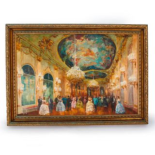 OIL ON CANVAS PAINTING, SCHONBRUNN BANQUET HALL