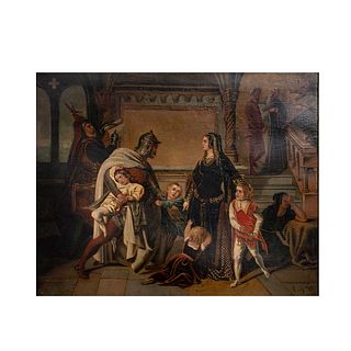 Reproducción de "El rapto de los hijos de Manfred" de Eduard von Engerth. Finales SXIX. Estilo Neoclásico. Óleo sobre tela.53 x 67 cm
