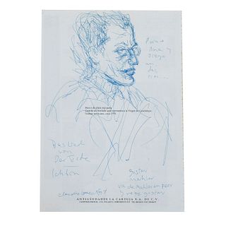 Claudio Isaac. "Boceto de retrato de Diego Matthai (Gustav Mahler)". Firmado en tinta y fechado 1997. Tinta sobre papel. Sin enmarcar.