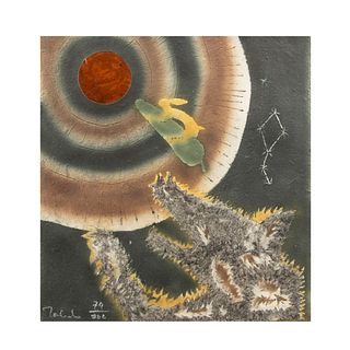 Francisco Toledo. "Cuento del conejo y el coyote". Firmado. Grabado 79/200. Enmarcado. 27 x 26 cm.