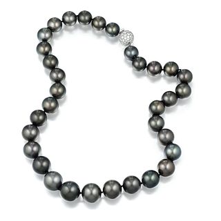 Tahitian Cultured Pearl and Diamond Strand Necklace