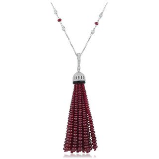 Ruby and Diamond Tassel Pendant Necklace