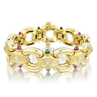 Susy Mor Diamond and Multi-Colored Gemstone Link Bracelet