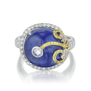 Burmese Unheated Sapphire and Diamond Ring