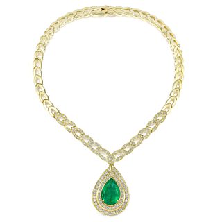 Colombian Emerald and Diamond Pendant Necklace