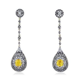 Mario Buccellati Yellow Sapphire and Diamond Drop Earrings