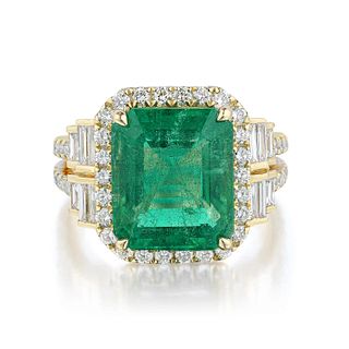 5.78-Carat Emerald and Diamond Ring