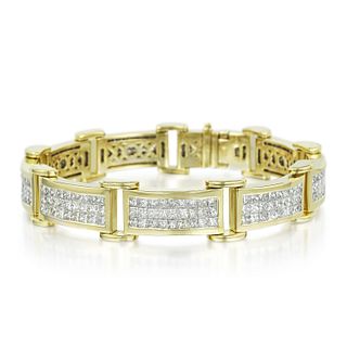 Channel-Set Diamond Link Men's Bracelet