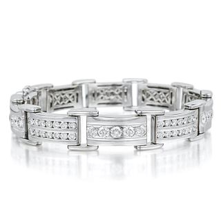 Channel-Set Diamond Link Men's Bracelet