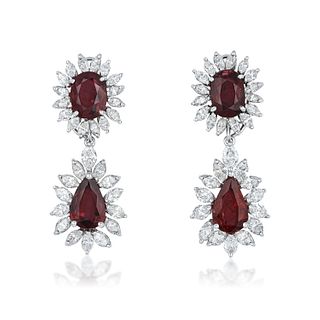 Fine Ruby and Diamond Day/Night Earclips