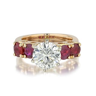 2.19-Carat Diamond and Ruby Ring