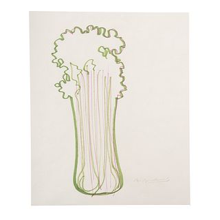 Andy Warhol. Green Celery With Purple Lines