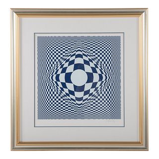 Victor Vasarely. Blue & White Op-Art Composition