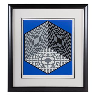 Victor Vasarely. Op-Art in Blue, Black & Gray