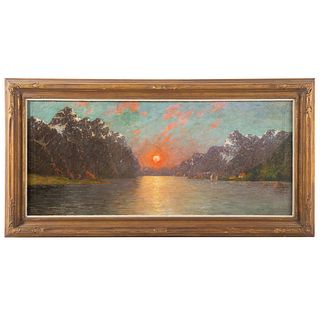 Artist Unknown, Early 20th c. Sunset At The Lake