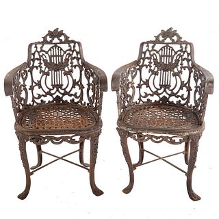 Pair Victorian Cast Iron Garden Seats