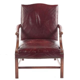 George III Style Leather Upholstered Lolling Chair