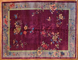 Antique Nichols Carpet, China, 9.1 x 11.9