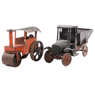 Two Pressed Steel Toy Construction Vehicles