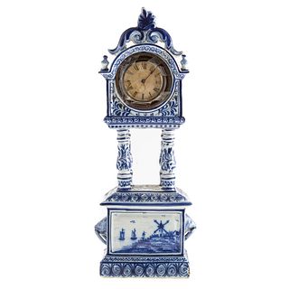 Dutch Blue/White Delftware Miniature Clock