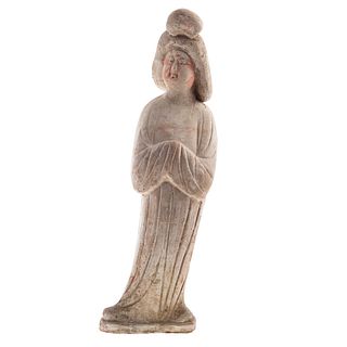 Chinese Terracotta Female Standing Tomb Effigy
