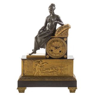 French Empire Bronze Figural Clock