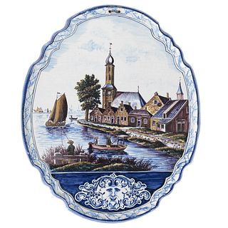 Large Dutch Delftware Polychrome Plaque