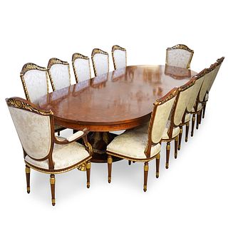Large Italian Custom Extendable Dining Table with Chairs