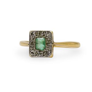14k Gold, Emerald and Diamond Ring