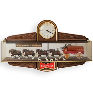 Vintage Budweiser Clydesdale Sign Clock