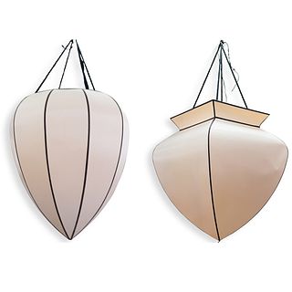 (2 Pc) Hanging Fabric Lanterns