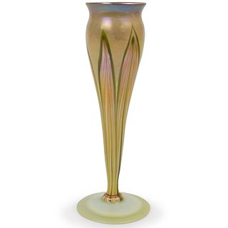 Tiffany Style Signed Art Glass VaseÂ