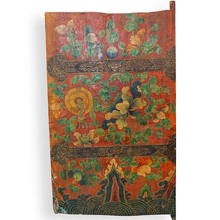 Chinese Painted Wood Panel