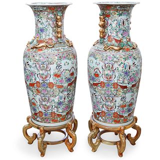 (2 Pc) Palace Size Chinese Porcelain Vases