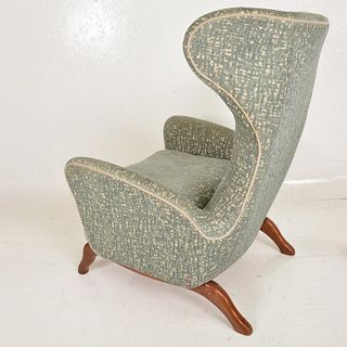 Midcentury Italian Modern Wingback Armchair in the Manner of Carlo Molino