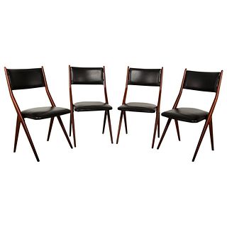Set of 4 Italian Dining Chairs Mahogany Mid Century