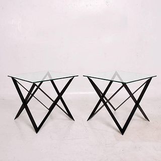 Set of Two Sculptural Side Iron Tables, Unique Set 1/1, California, 2016