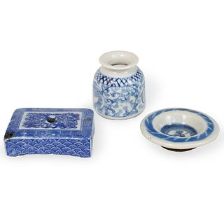 (3 Pc) Collection Of Chinese Blue and White Porcelain