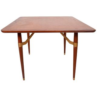 Mexican Modernist Game or Dining Table in Mahogany Wood attr Eugenio Escudero