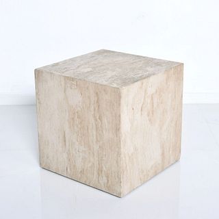 Mid Century Modern Travertine Cube Side Table
