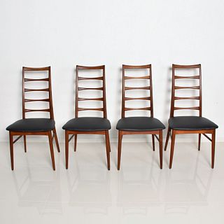 Set of 4 Danish Modern Teak Ladder Back Niels Koefoeds Dining Chairs Hornslet