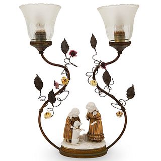 Porcelain and Glass Figural Lamp