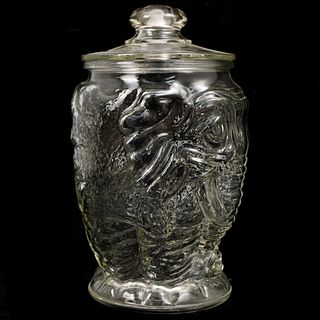 Vintage Libbey Glass Elephant Cookie Jar