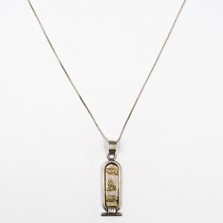 Sterling Silver Chain with Hieroglyphic Pendant
