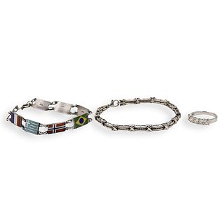 (3 Pc) Sterling Silver Bracelet and Ring