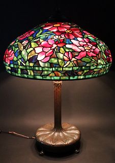 Tiffany Studios Table Lamp With "Peony" Shade