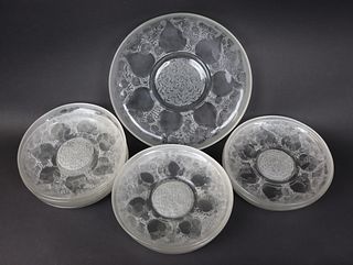 11 René Lalique Signed Plates And A Charger.