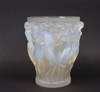 René Lalique Signed Opalescent "Bacchantes" Vase