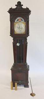 Antique Highly Carved Mahogany Tall Case Clock.